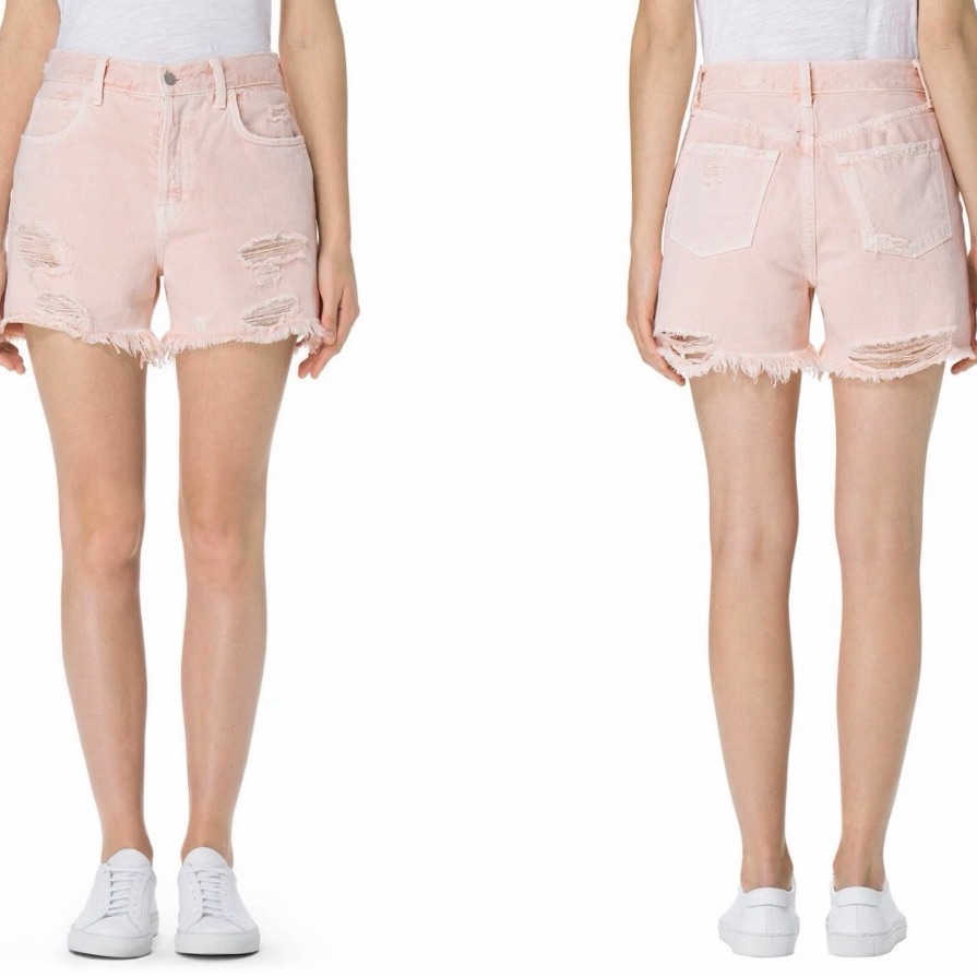 J Brand HighRise Distressed Pink Denim Shorts